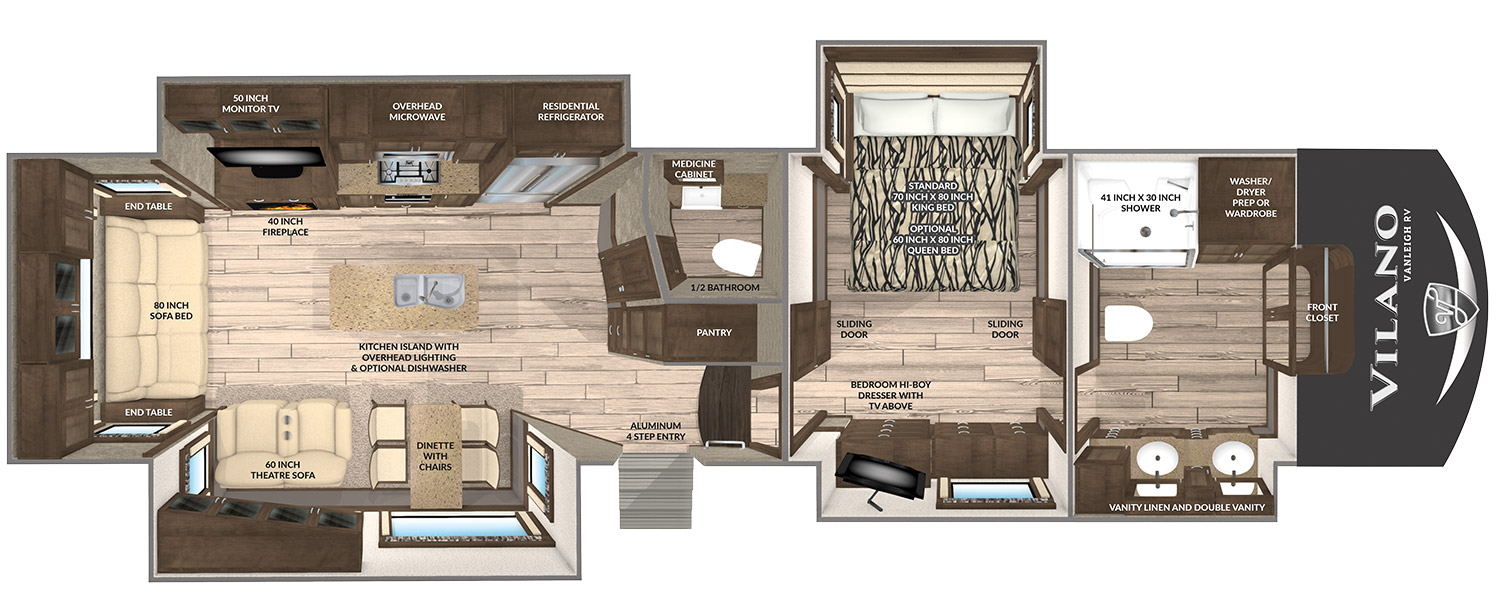 Top 4 Fifth Wheel RV Floorplans   Vilano Floorplan 